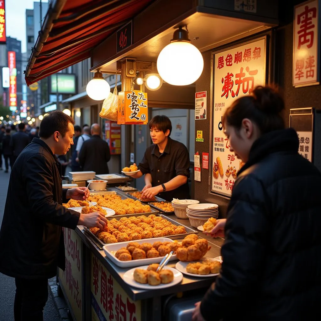 Busy Japanese Street Food Stall