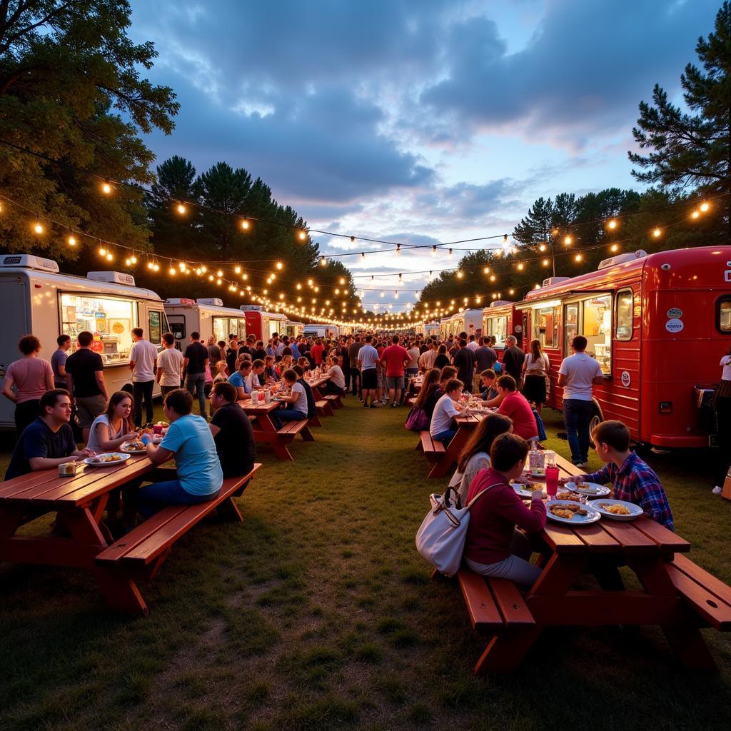 Crowds enjoying Jeanette Food Truck Thursday