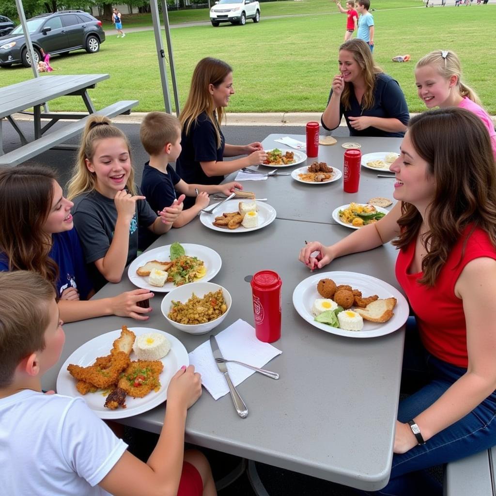 Families enjoying food and activities at Jeanette Food Truck Thursday