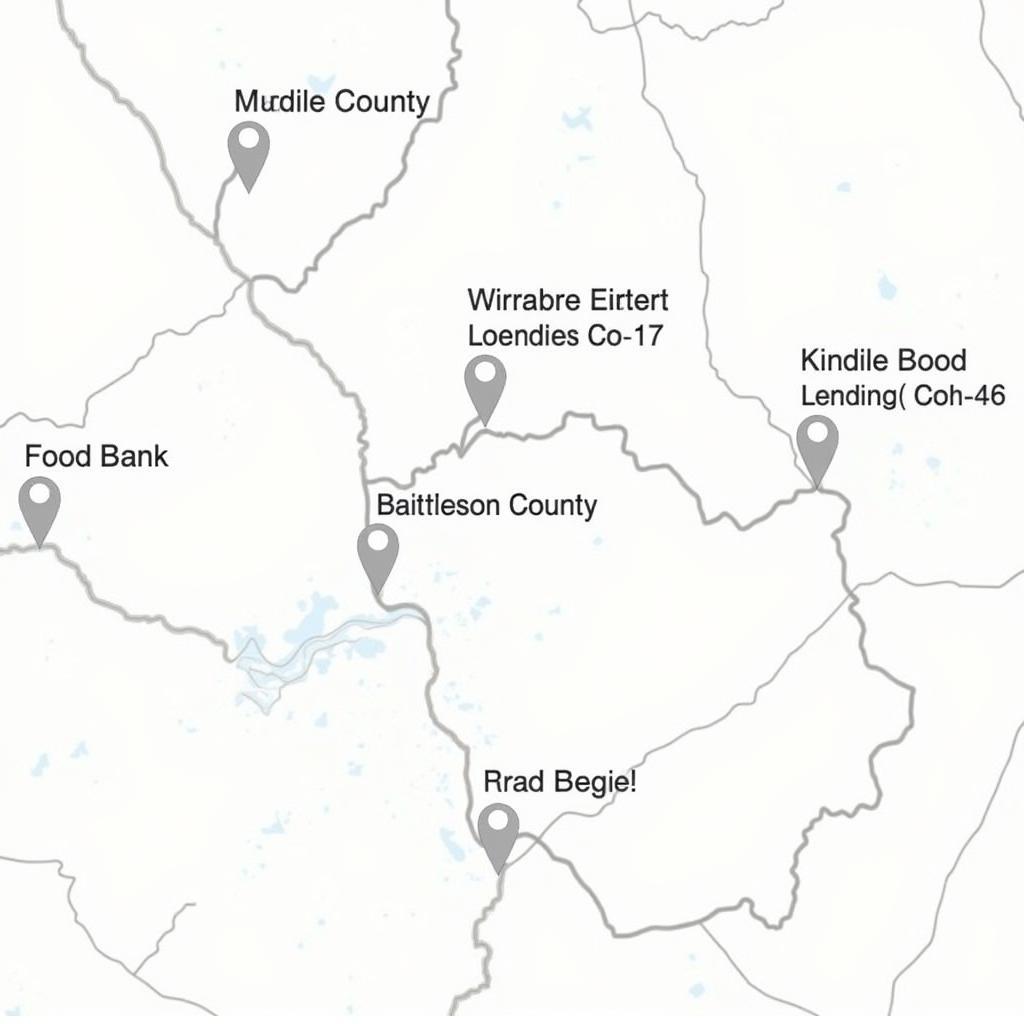 Map showcasing locations of food banks across Jefferson County