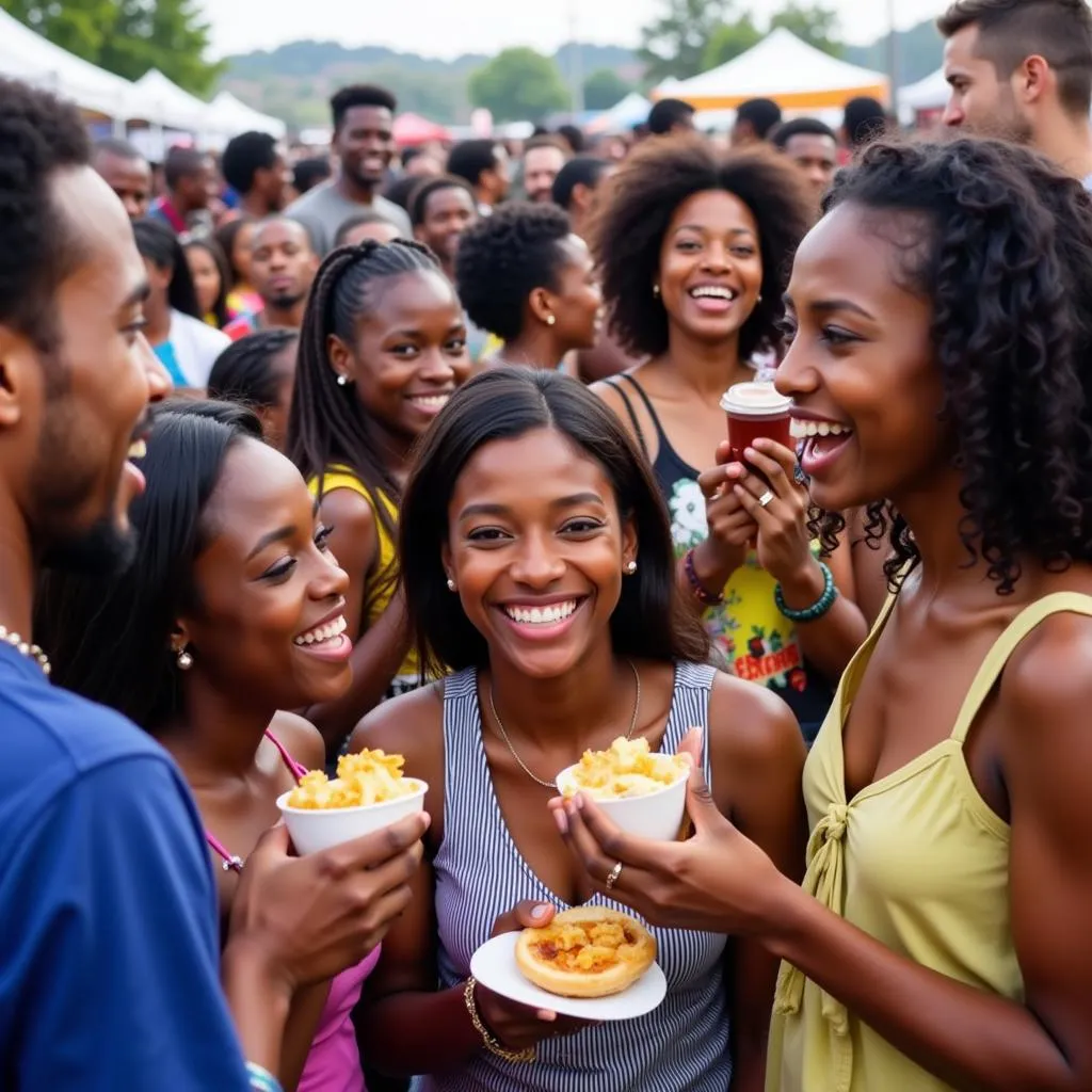 A bustling crowd enjoying the Jerk Suya &amp;amp; Plantain Food Festival in Atlanta