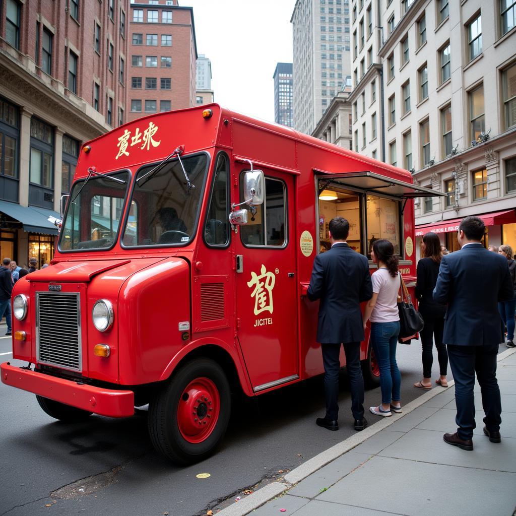 Jie Jiao Food Truck Serving Customers