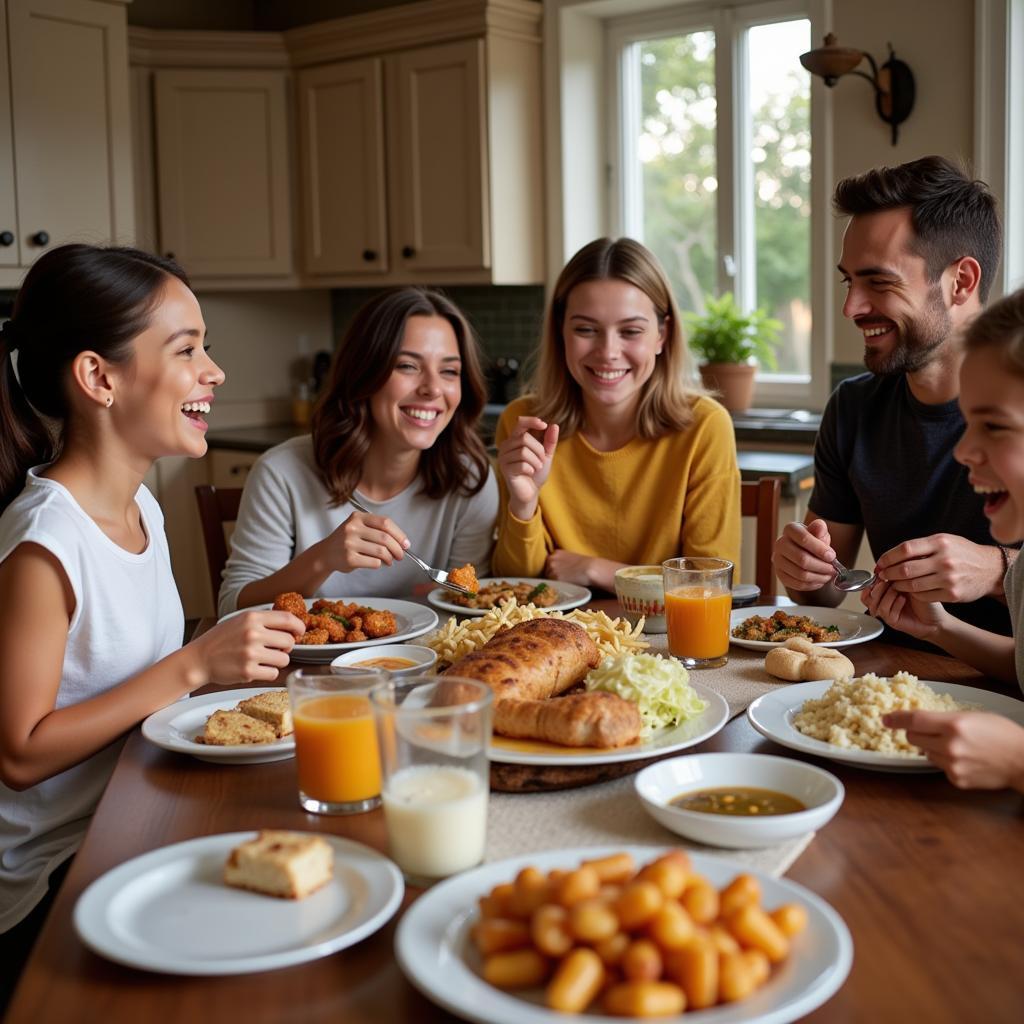  A family enjoying a Jiffy Food Club meal together.