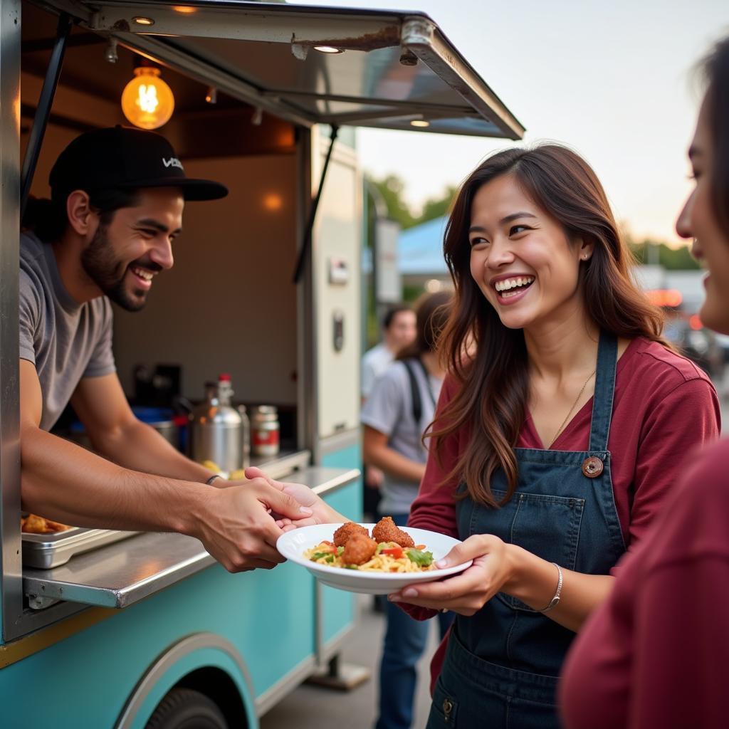 J&K Food Truck Owner Serving Customers