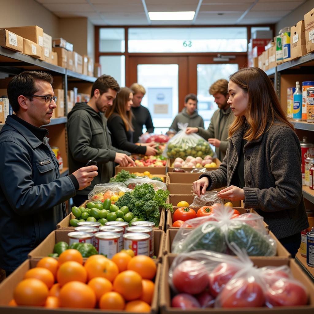 Client choosing food at a Johnstown PA food pantry