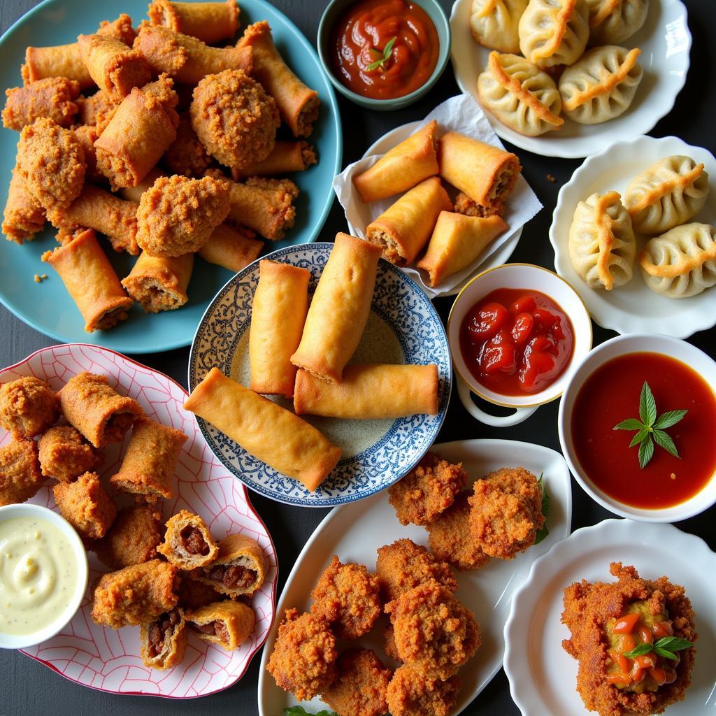 A Vibrant Platter of Joint Food with Tamarind Dips