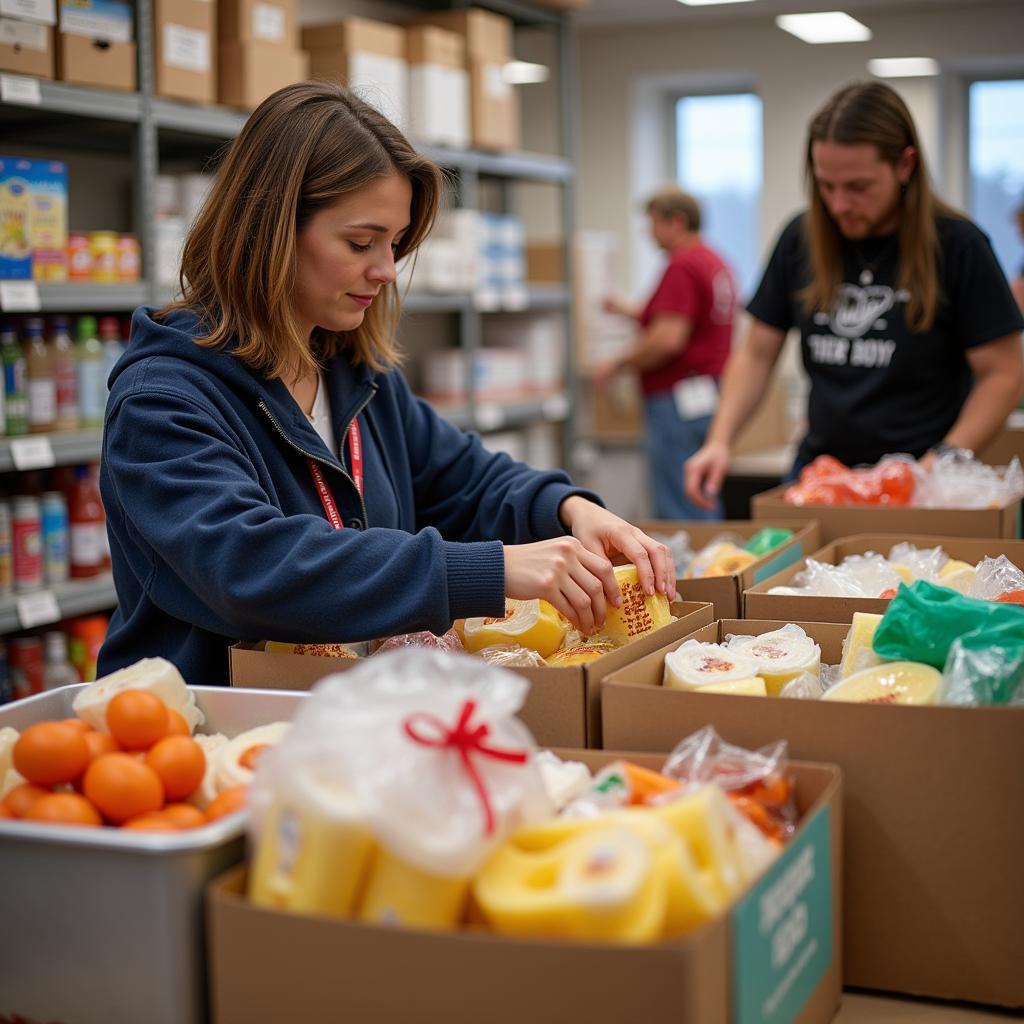 Volunteers at a Joplin food bank