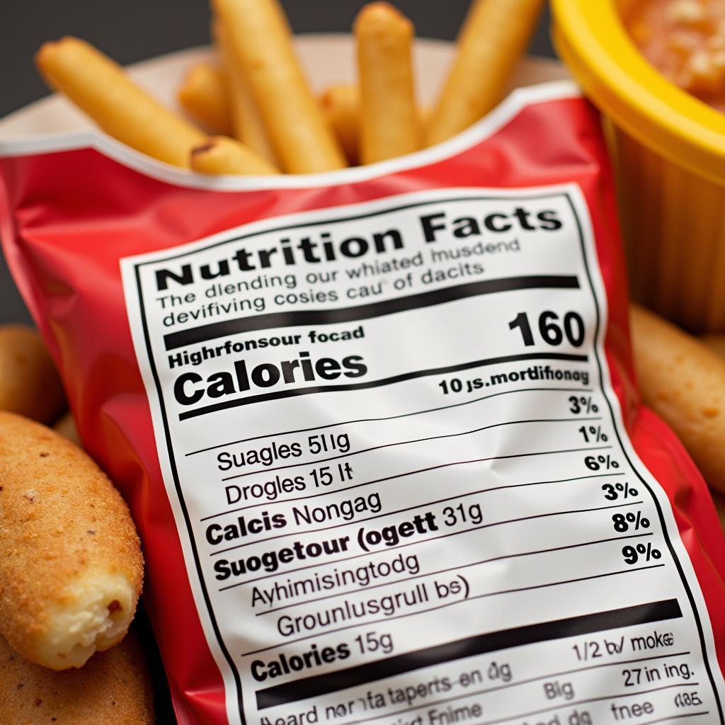 Junk Food Nutrition Facts Chart