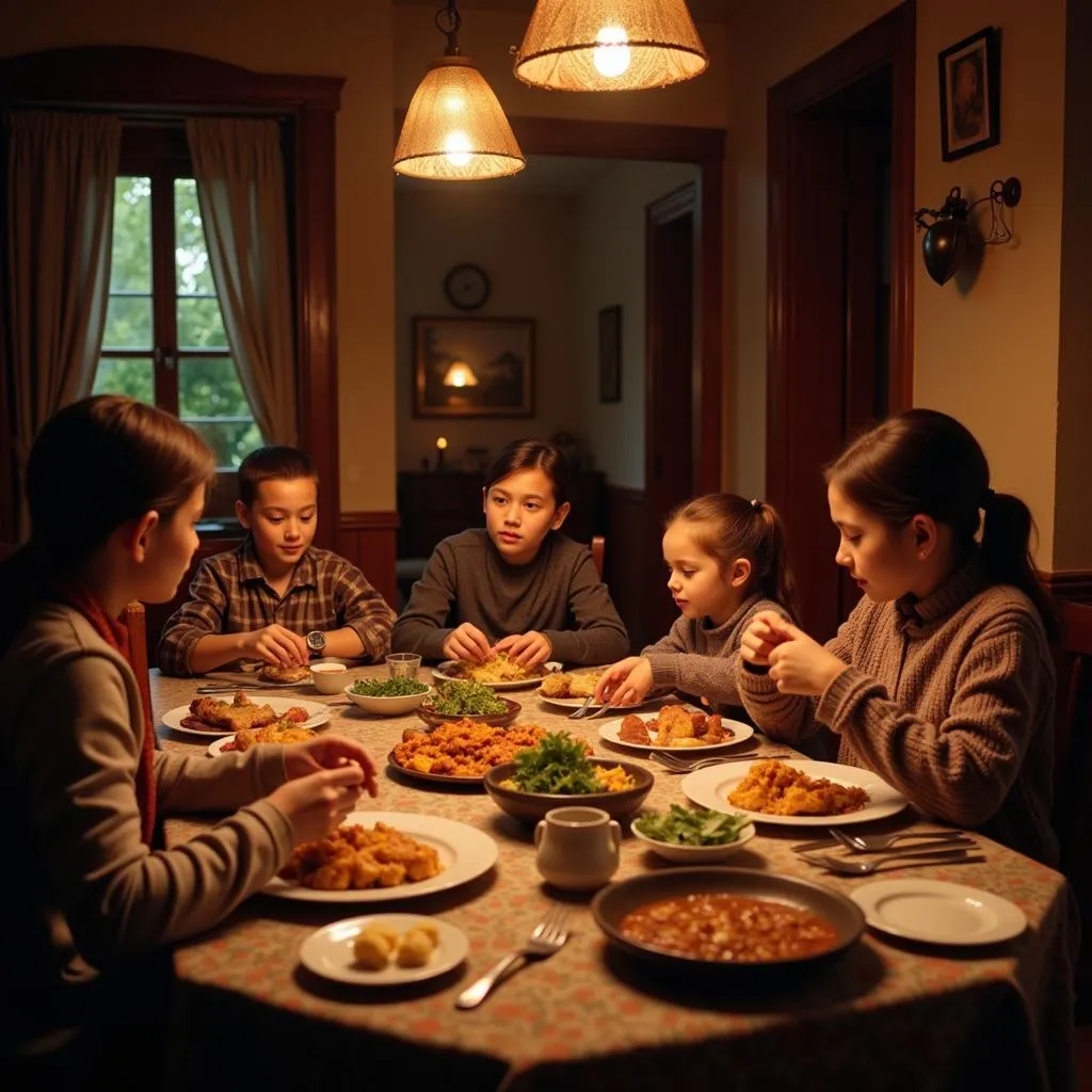 A Kadova Family Enjoying a Meal Together