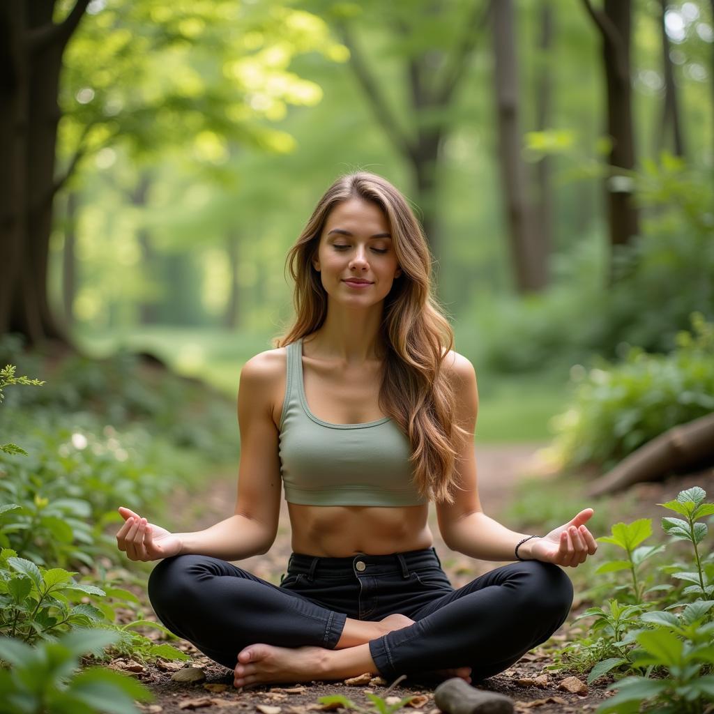 Woman meditating representing calmness of kapha dosha