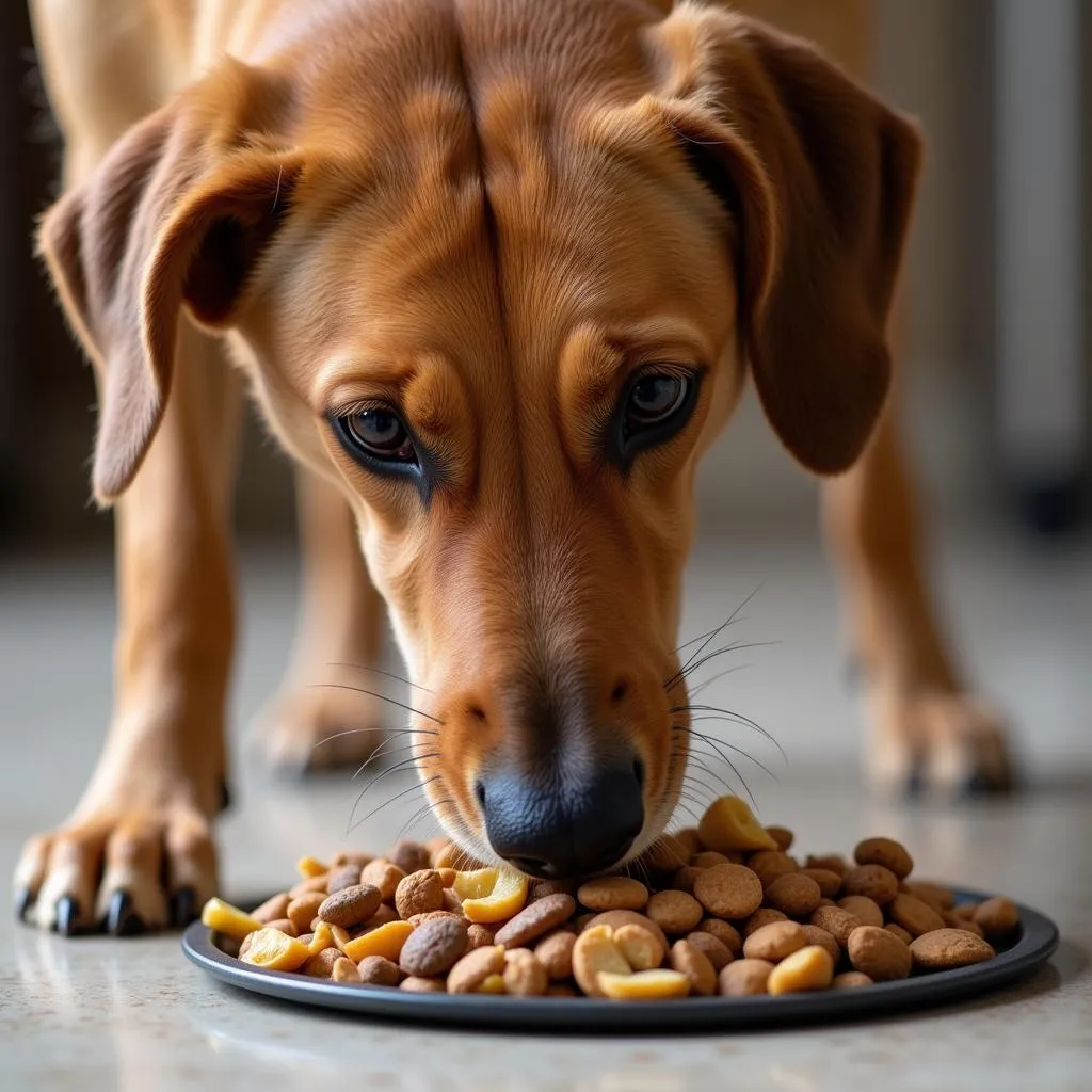 Kelpie Dog Enjoying Meal from a Bowl