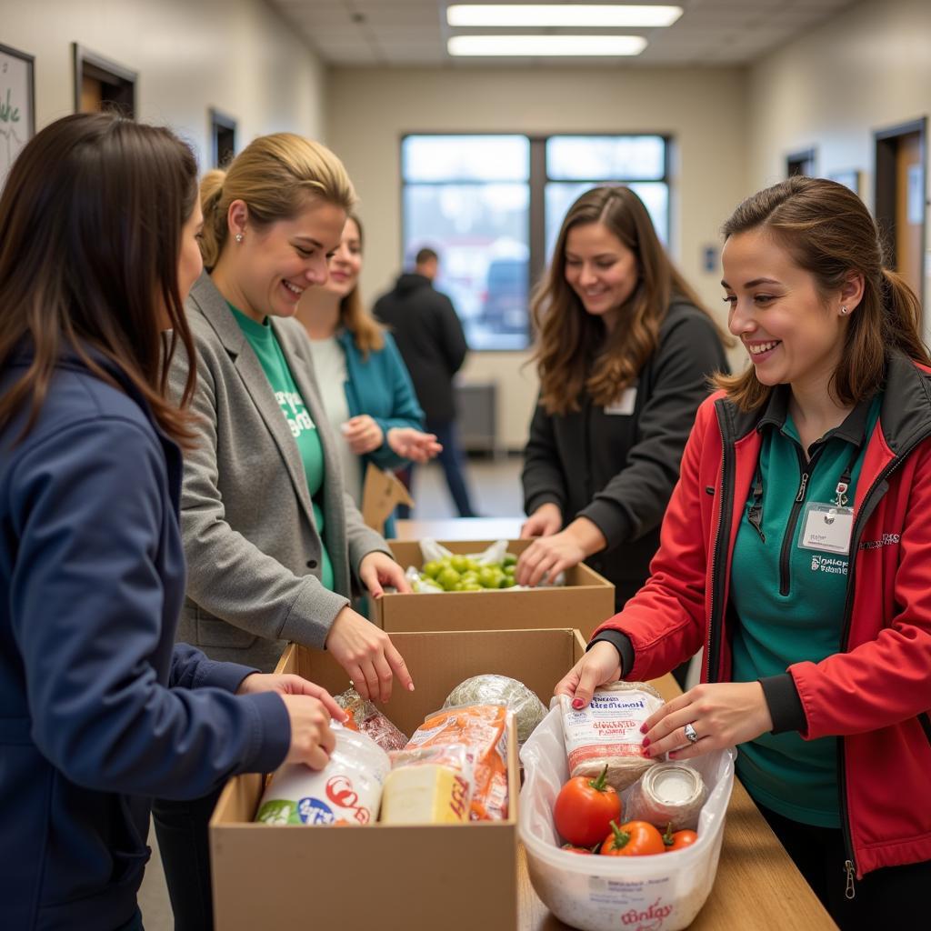 Kent Food Bank volunteers helping families