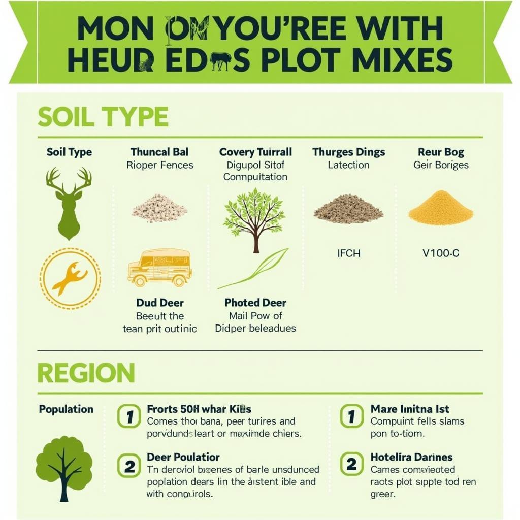 Factors to consider when choosing deer food plot mixes infographic.