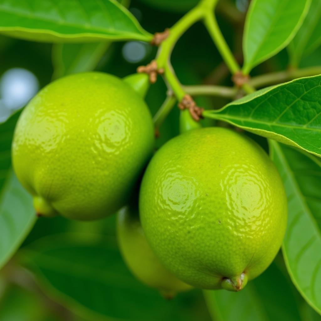 Fresh key limes on a branch