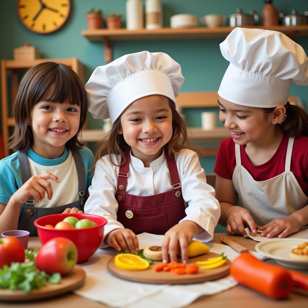 Children Role-Playing in a Pretend Restaurant