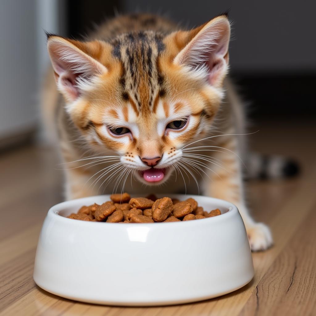 Kitten Eating Grain Free Wet Food From a Bowl