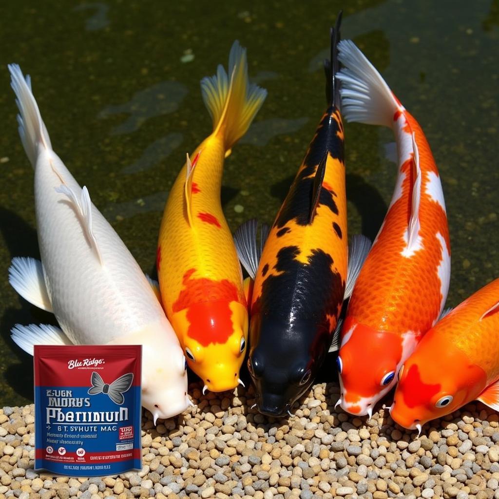 Koi Feeding on Blue Ridge Platinum Pro