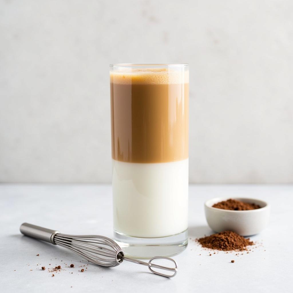 Korean Dalgona Whipped Coffee on Cold Milk