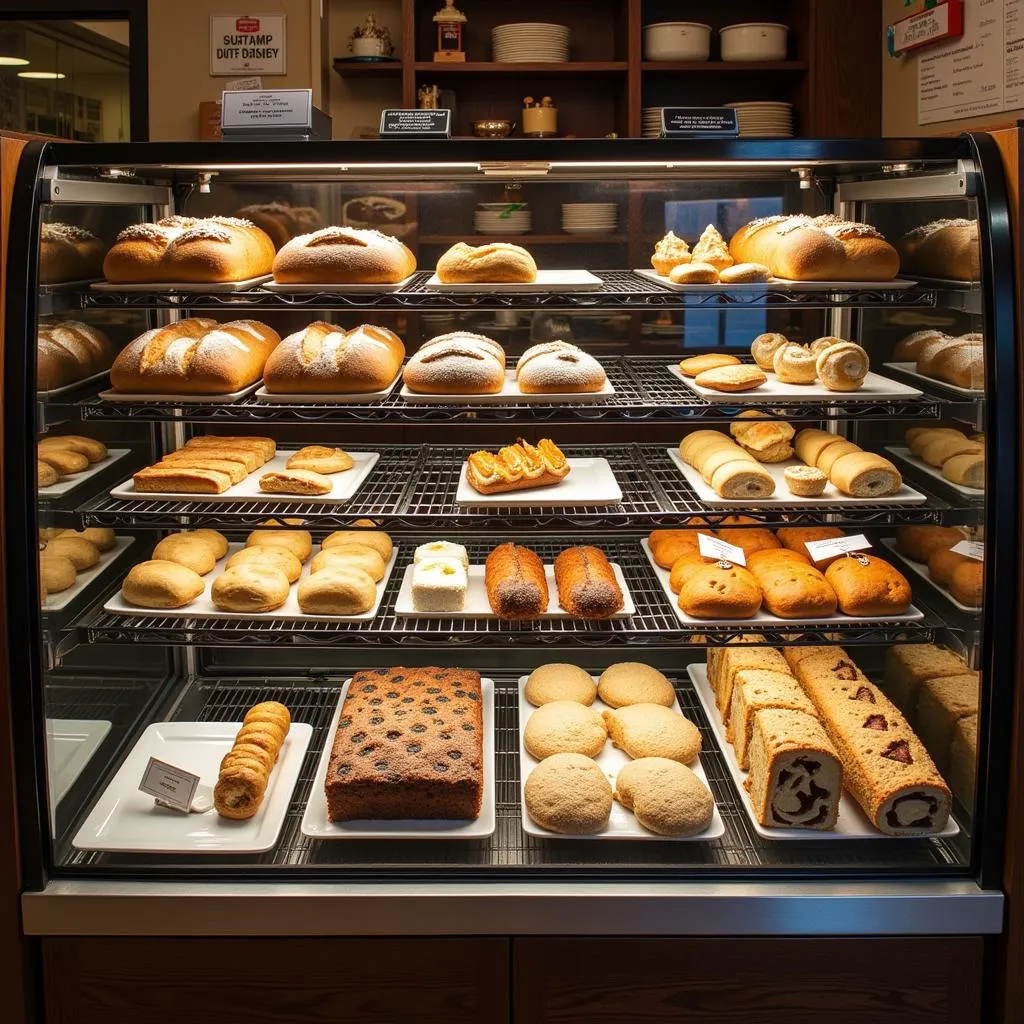 A tempting display of fresh-baked goods in a kosher bakery in Atlantic City