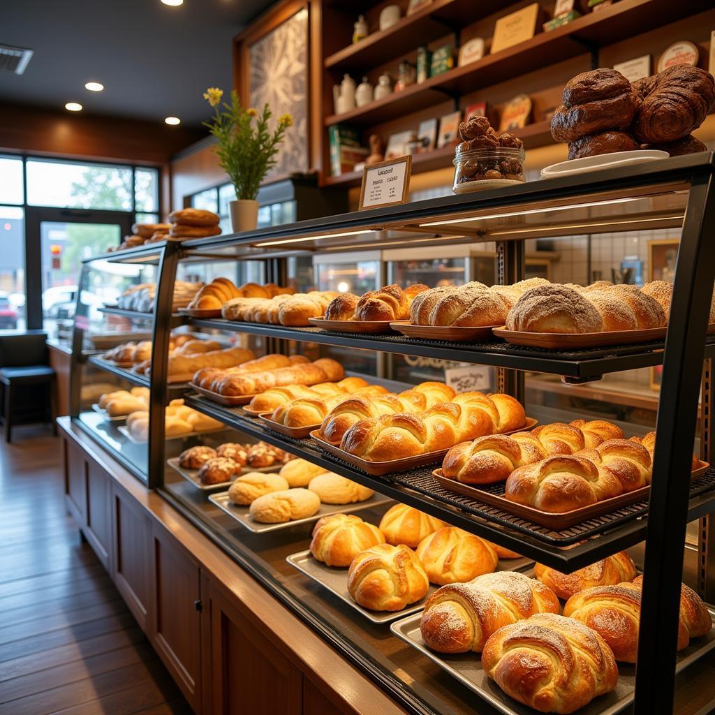 A selection of fresh-baked goods in a kosher bakery in Panama City