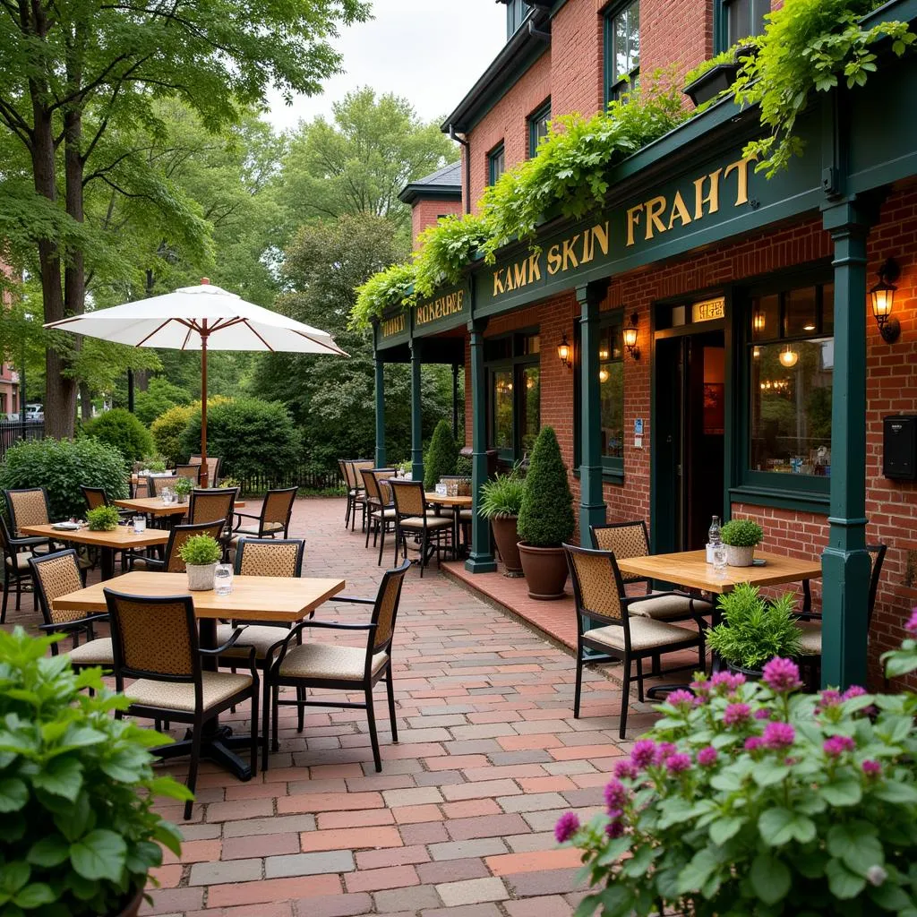 Outdoor dining at a kosher restaurant in Monticello, with a focus on fresh ingredients.