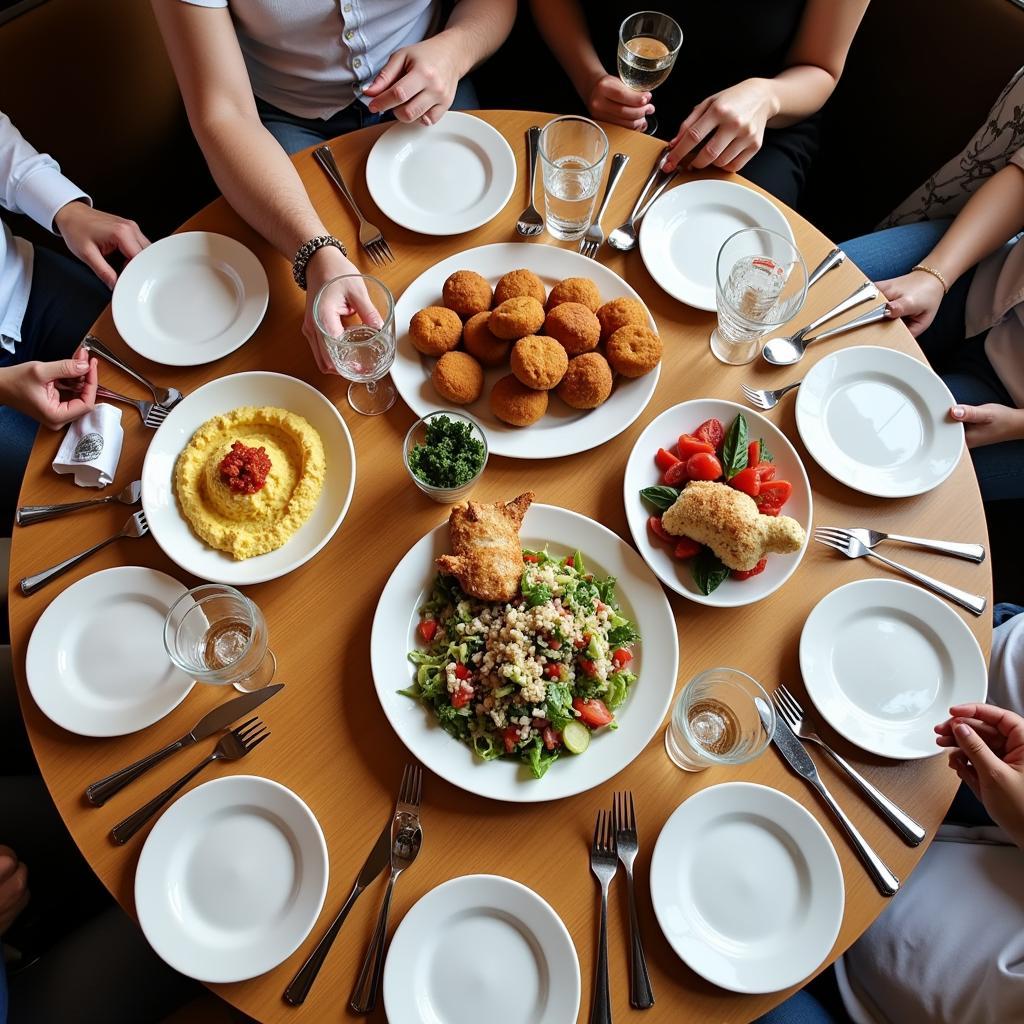 A table setting with a variety of kosher dishes in Panama City