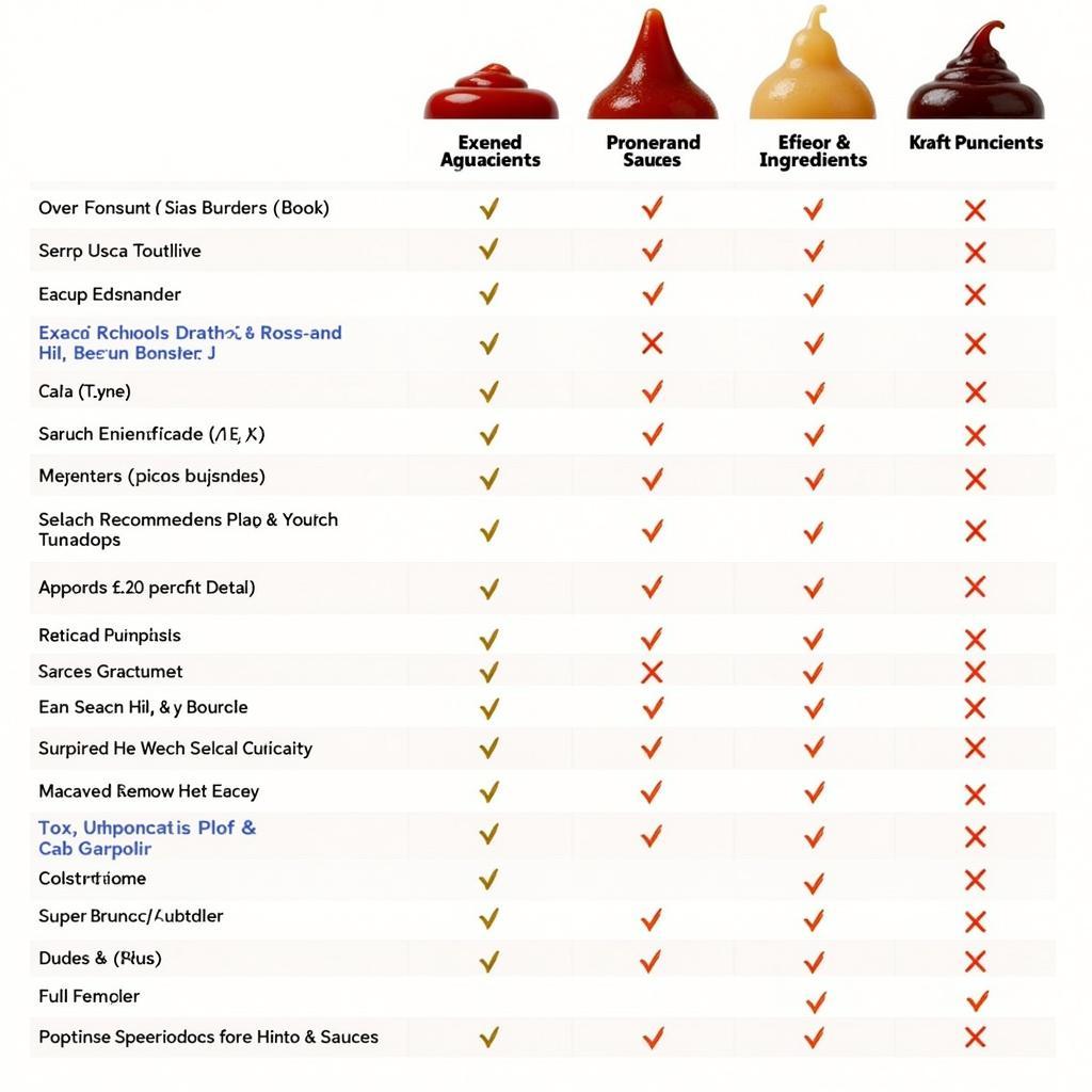 Kraft Foods Sauces Comparison Chart