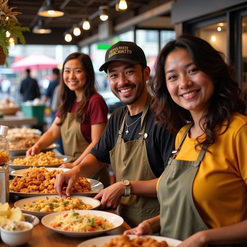 Lively vendors at La Estacion International Food Market