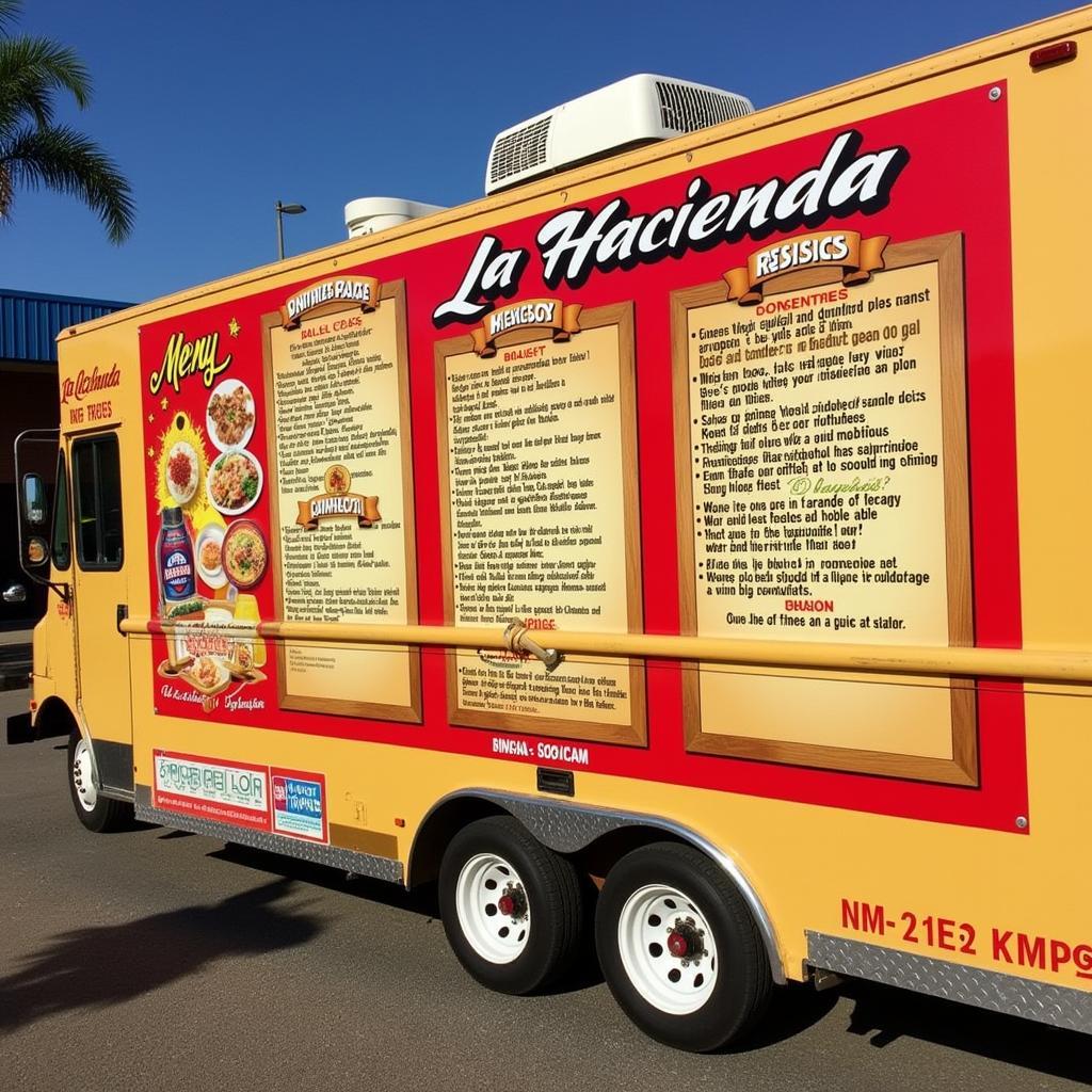 Close-up of La Hacienda Food Truck Menu