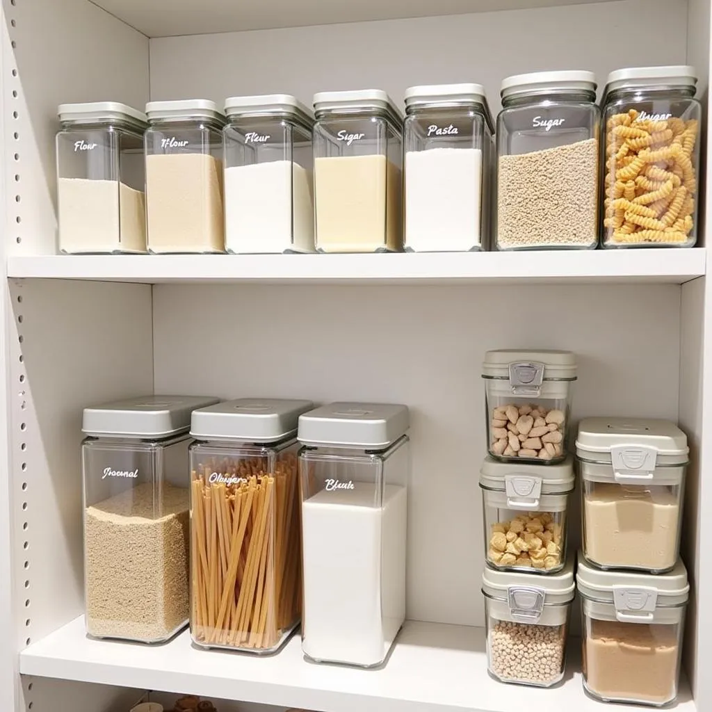 Pantry organization using labeled custom food storage containers