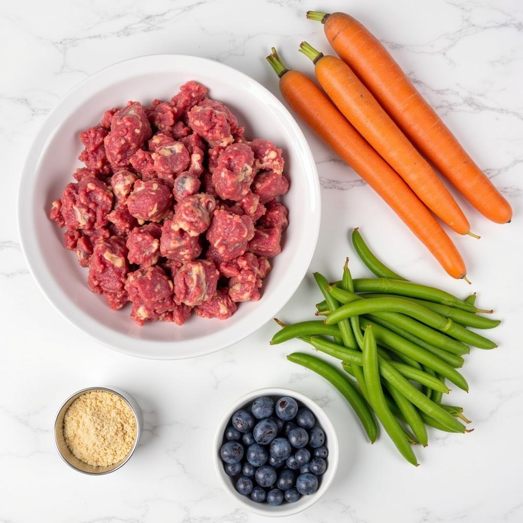 Ingredients for homemade lamb dog food