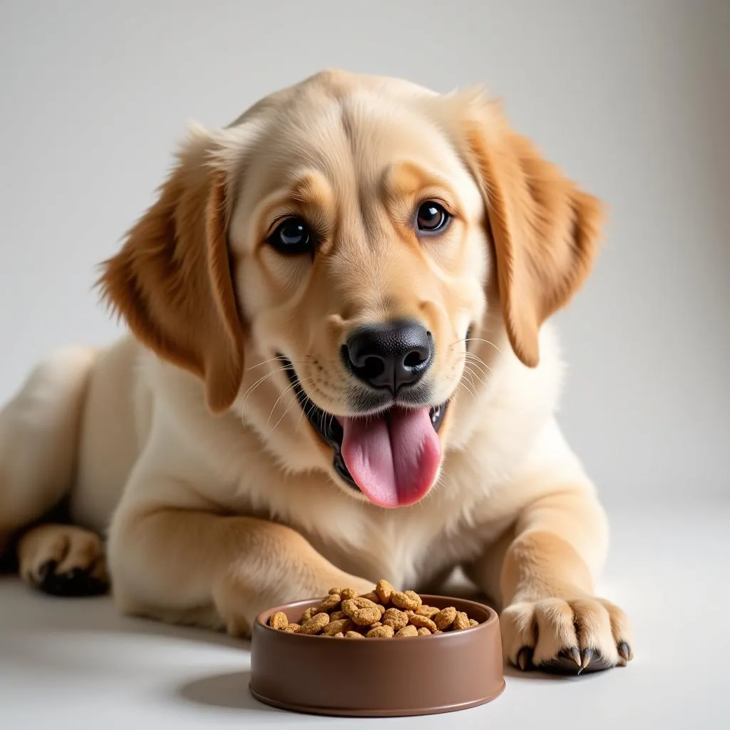 Large Breed Puppy Enjoying Grain Free Food