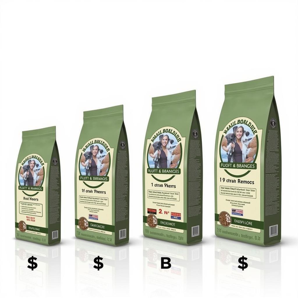 Different sizes of dog food bags