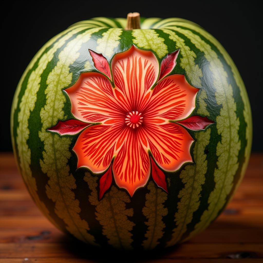 Intricately designed watermelon