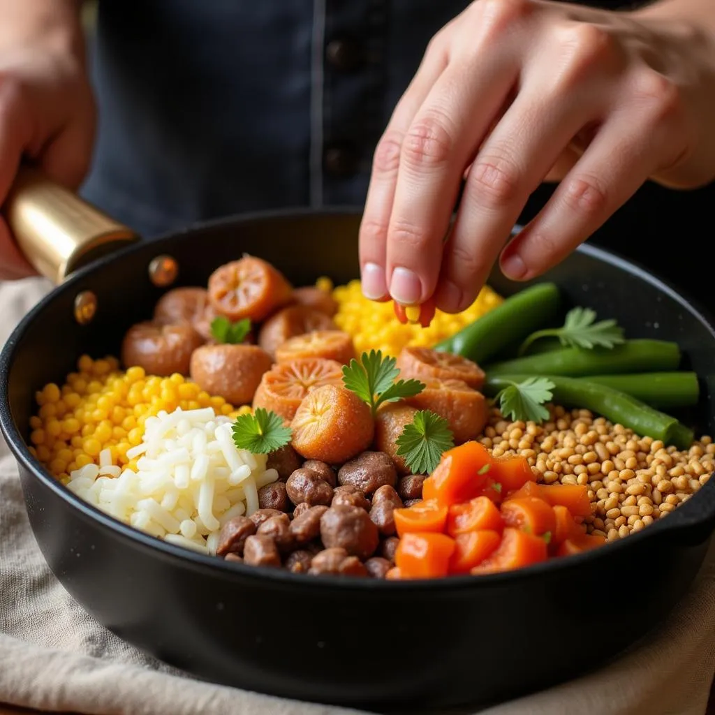 Layering ingredients in a food appeal pot