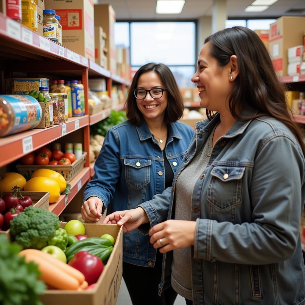 Client choosing food at Leavenworth Food Pantry