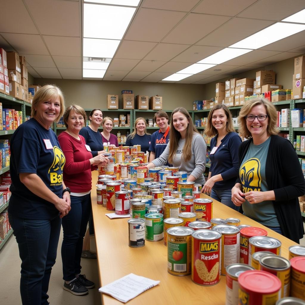 Volunteers sorting donations at the Leavenworth Food Pantry