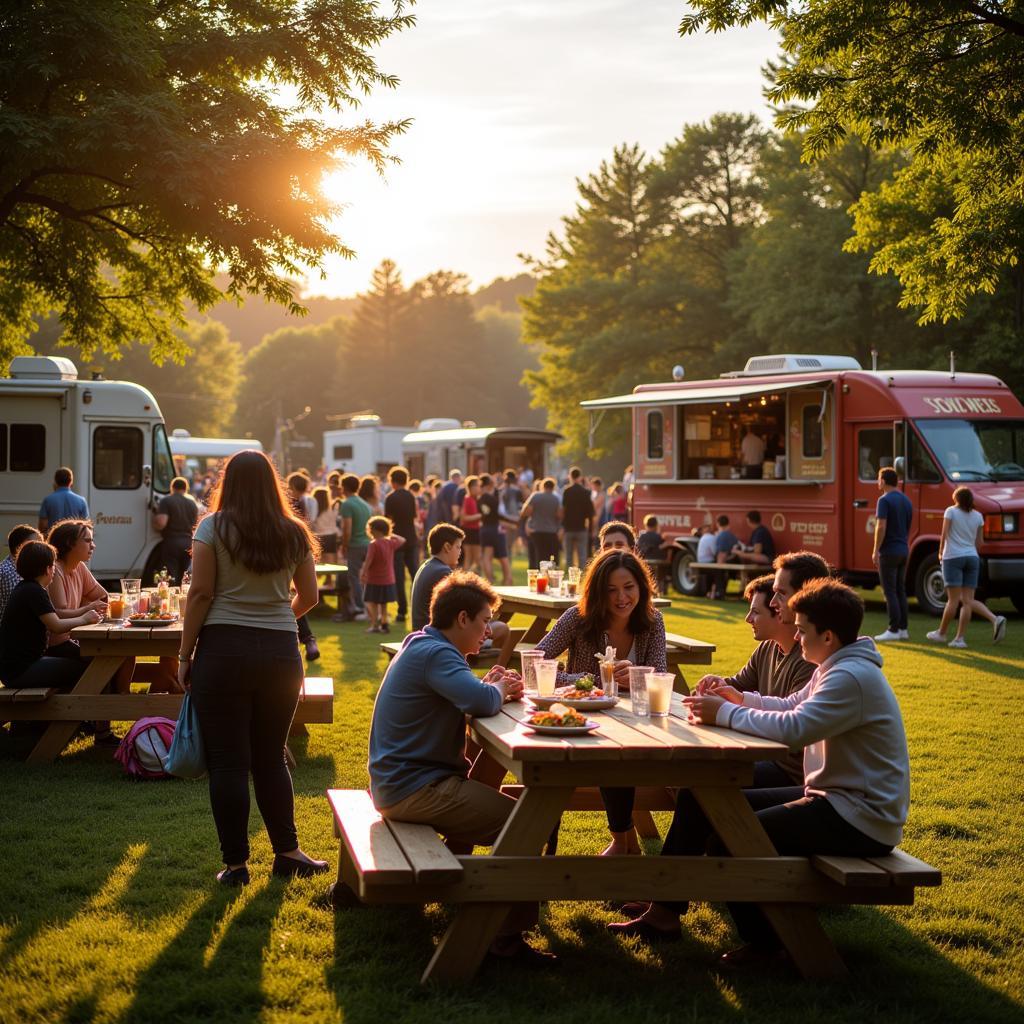 Families enjoying food truck park in Lehigh Valley