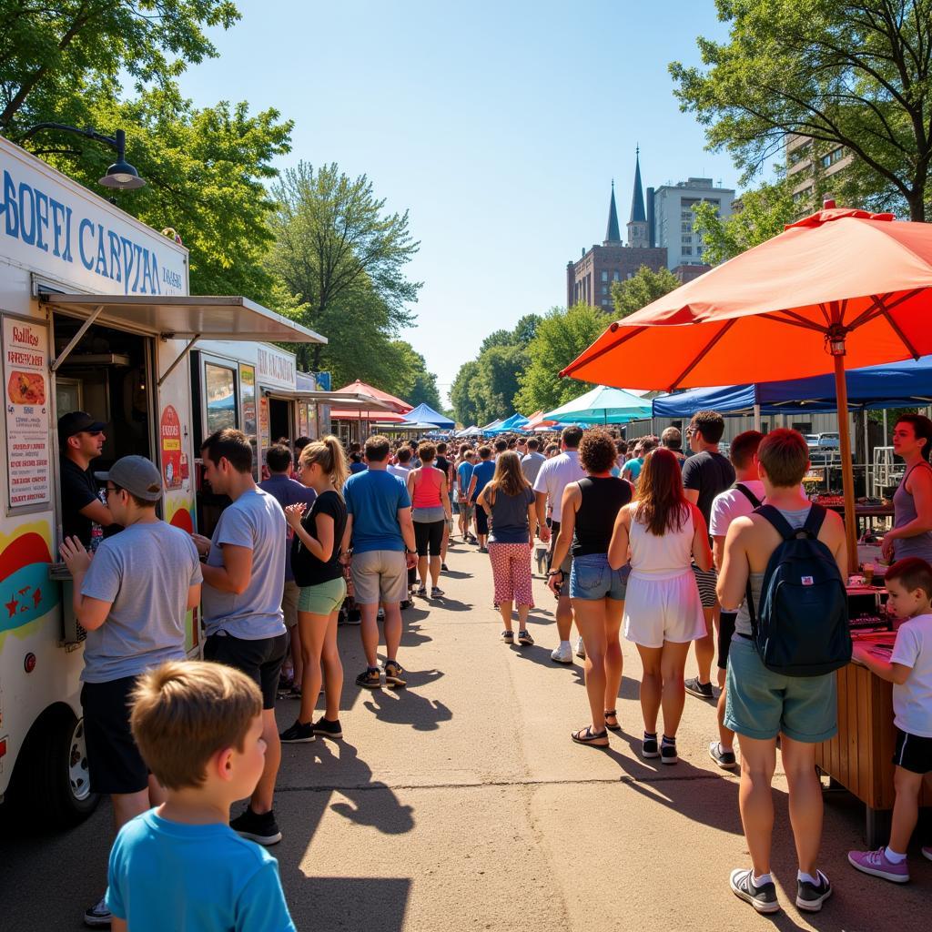 Crowds enjoying the Leominster Food Truck Festival