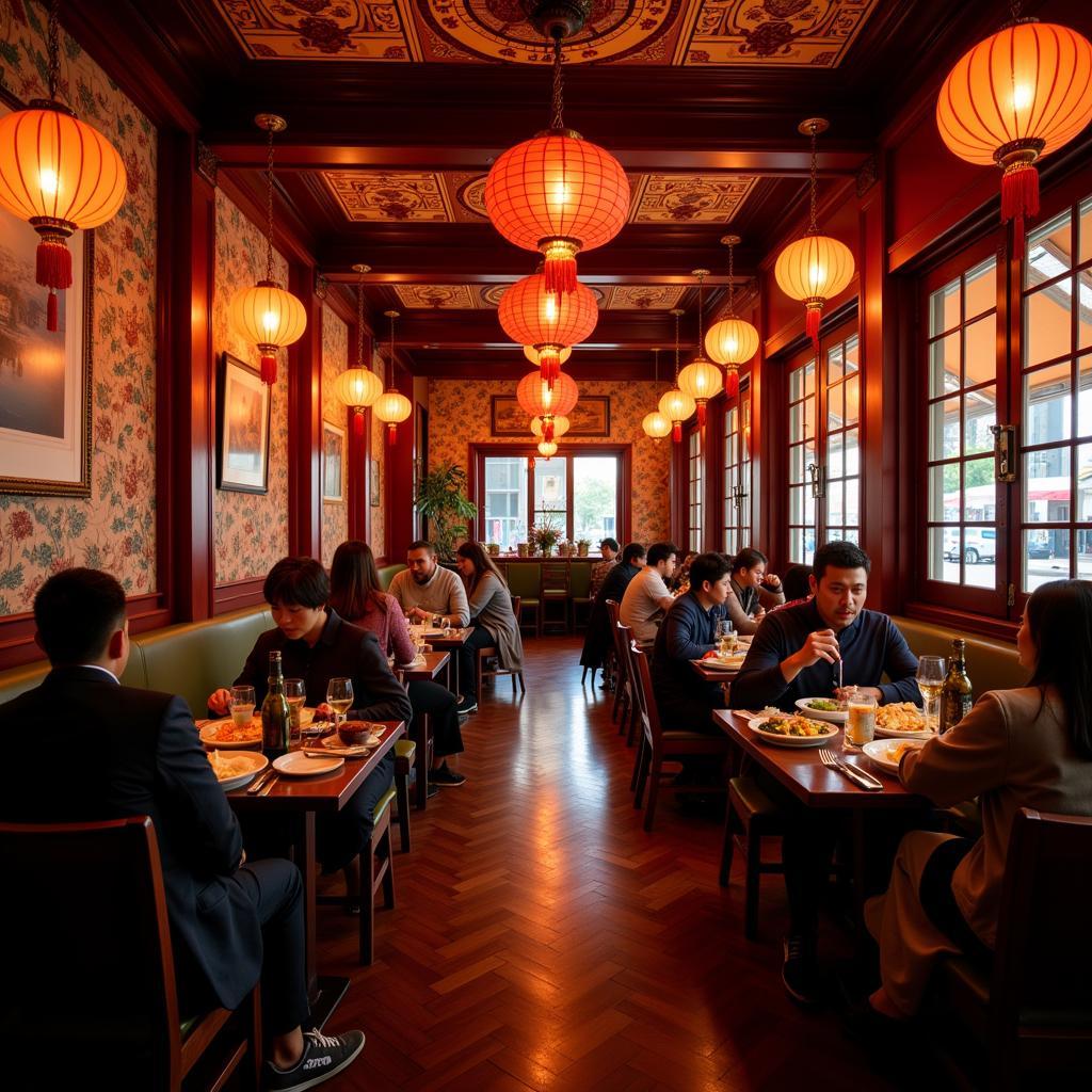 The bustling interior of a Leon Chinese restaurant