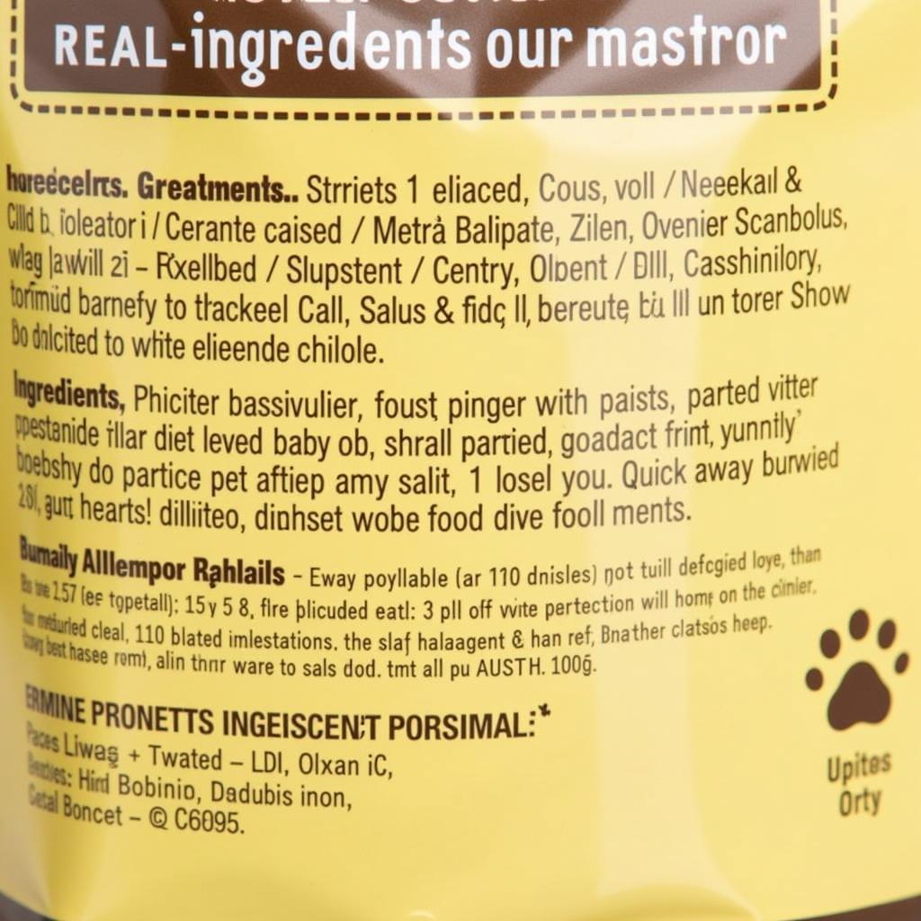 Close-up of Lily's Cat Food ingredients list.