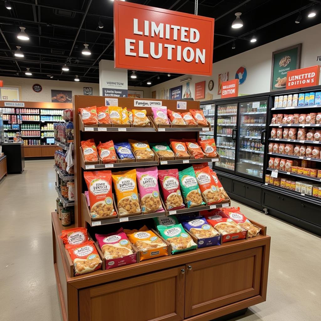 Attractive display of limited edition food items in a store