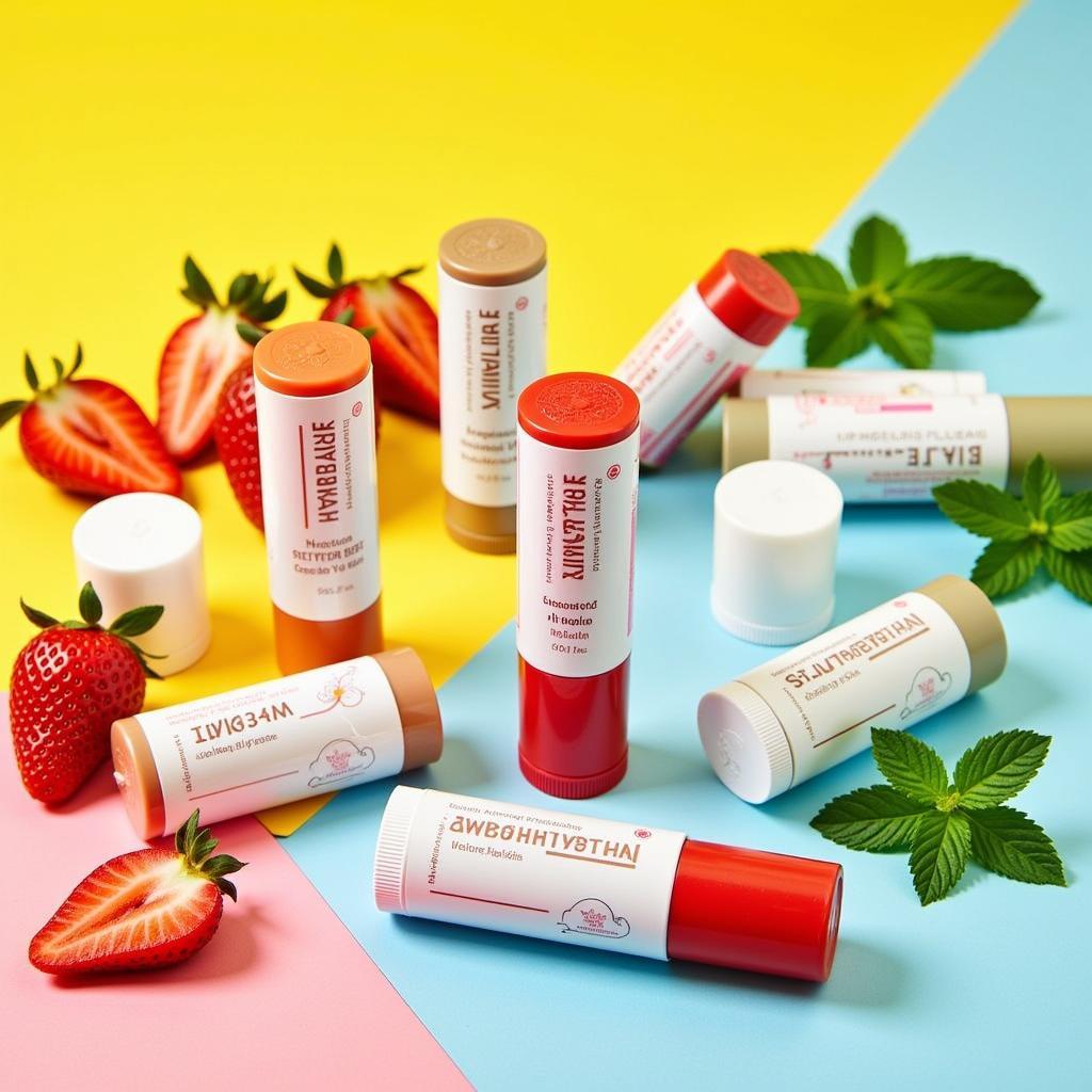 Variety of Lip Balm Flavors: Strawberry, Vanilla, Chocolate, and Mint