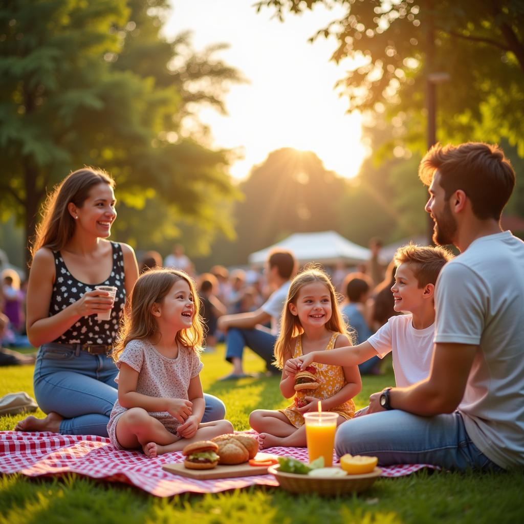 Families enjoying food and activities at the Little Rock Food Truck Festival