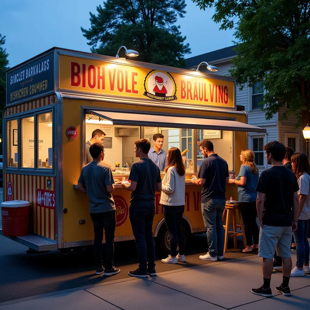 A food truck serving a line of eager customers in Mount Pleasant