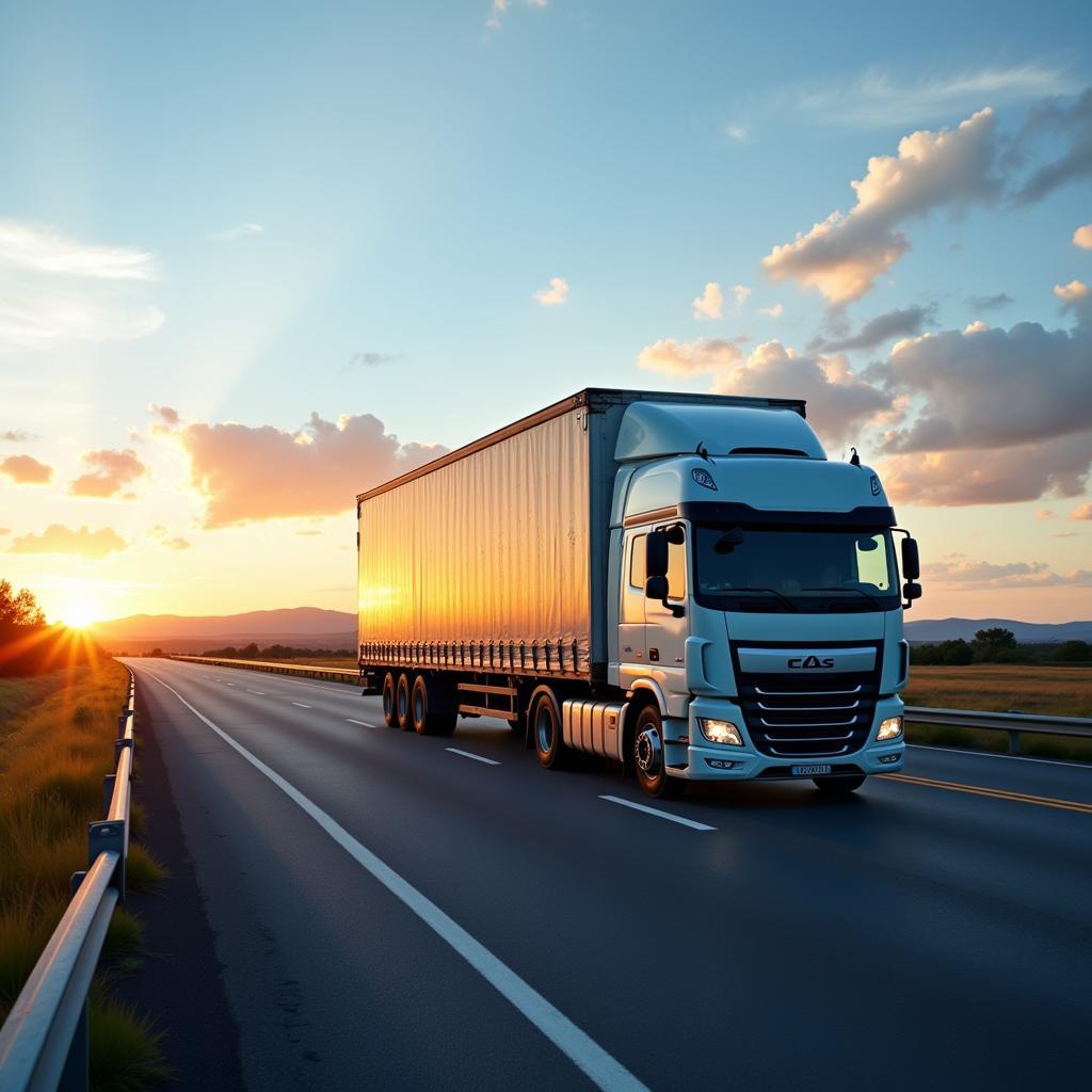 A logistics truck transporting packaged CPG food products