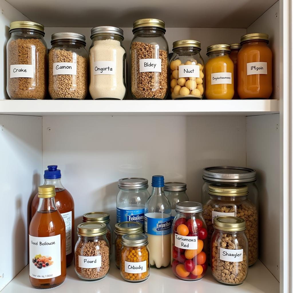 Organized pantry with long lasting food supplies