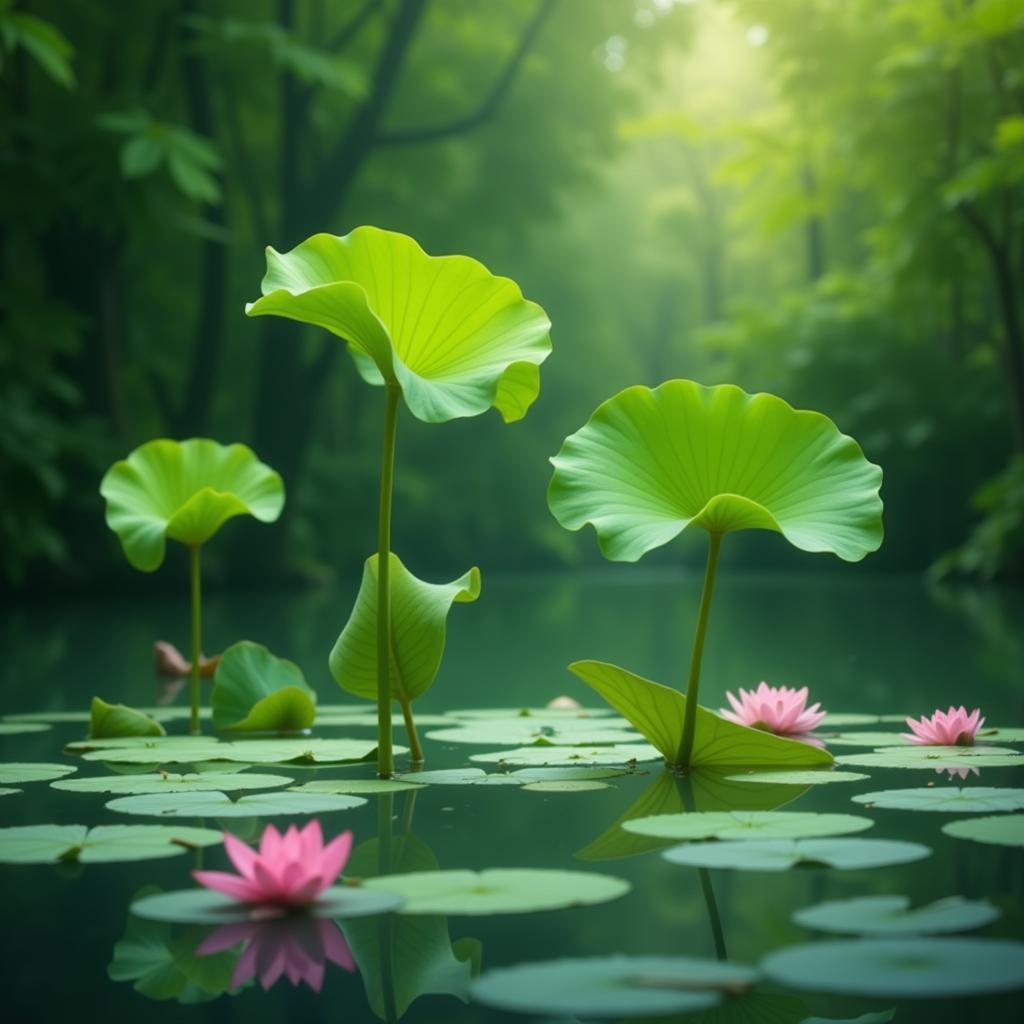 Lotus plant growing in water