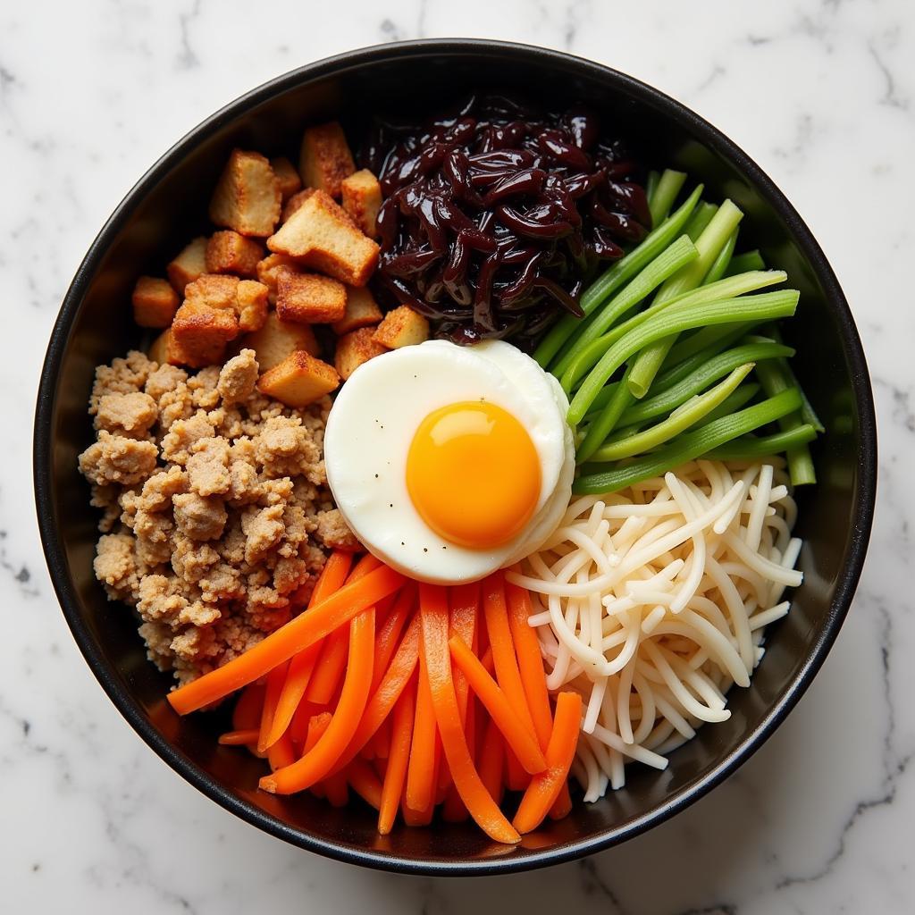 Colorful Bibimbap Bowl with Fresh Vegetables