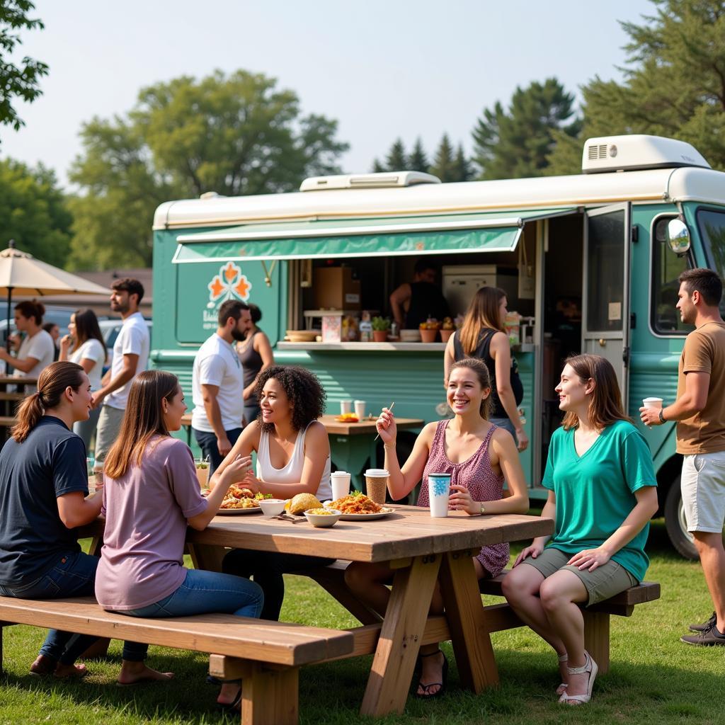 Customers enjoying food from Lucky Clover